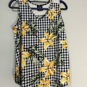 Knapp Studios Black and Yellow Floral Women's Top
